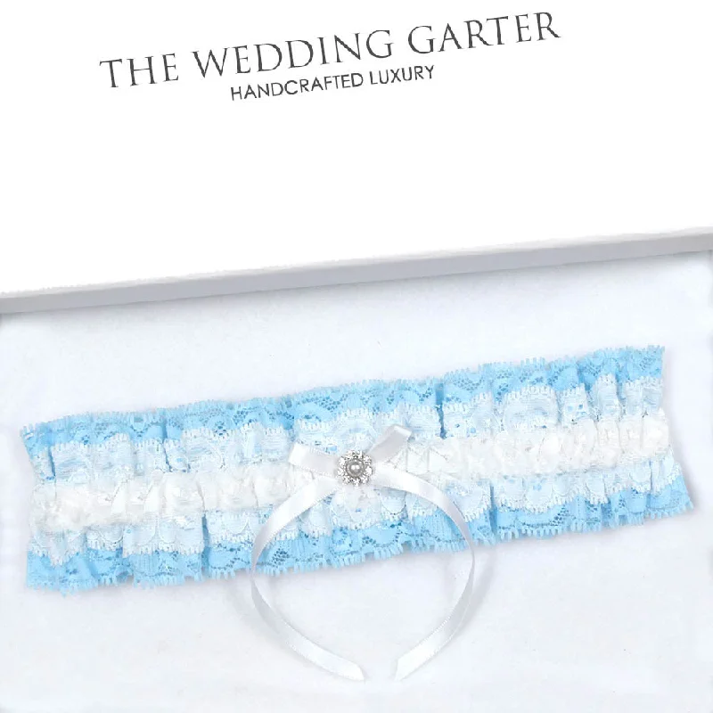 Pretty Blue Lace With Ivory Bridal Garter