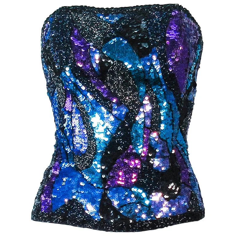 rhinestone embellished women bustiers and corsetsVINTAGE Abstract Blue Purple Lavender Sequin Bustier rhinestone embellished women bustiers and corsetsVINTAGE Abstract Blue Purple Lavender Sequin Bustier