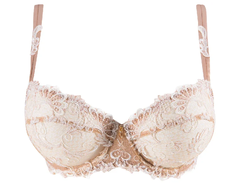 plus size women microfiber bra for softnessDressing Floral D+ Demi Cup Bra In Ambre Nacre - Lise Charmel plus size women microfiber bra for softnessDressing Floral D+ Demi Cup Bra In Ambre Nacre - Lise Charmel