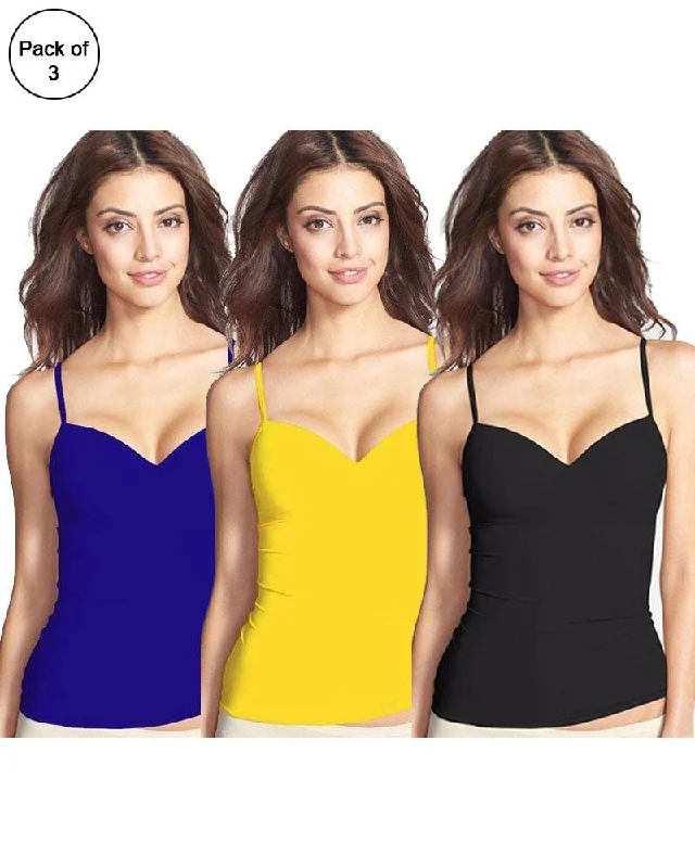 Pack of 3 Fancy Colourful Camisole for Girls - Mix Colours