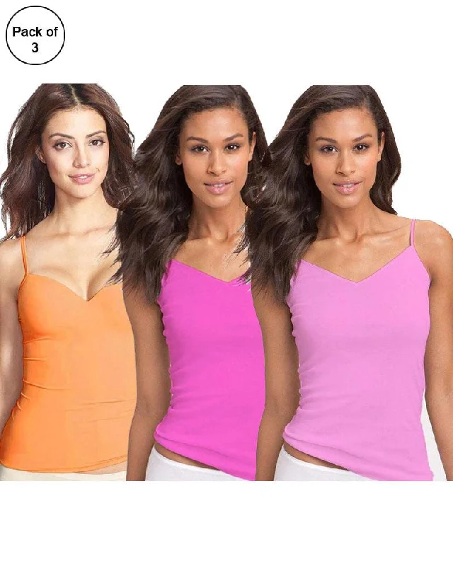 Pack of 3 Fancy Colourful Camisole for Girls - Mix Colours