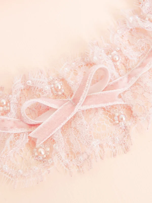 leather women garters edgeGeorgiana + Freshwater Pearls Adjustable Garter