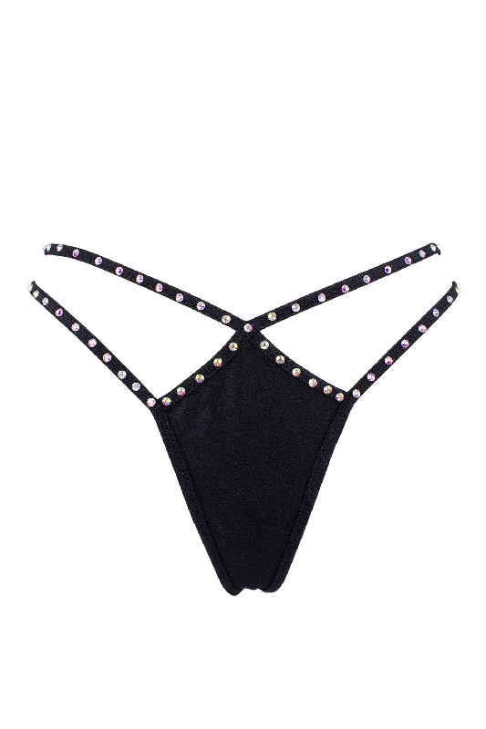lace push - up panties for women with a more alluring lookMini thong double straps Crystals panty / DOUBLE CRYSTALS BLACK lace push - up panties for women with a more alluring lookMini thong double straps Crystals panty / DOUBLE CRYSTALS BLACK