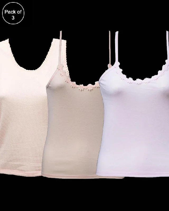 Pack of 3 Teen Age Camisole For Ladies - Mix Colors