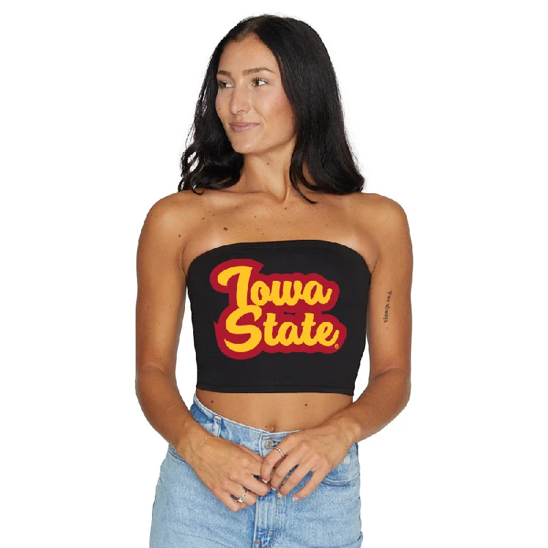 long - length women tube top for a tunic - like lookIowa State Black Tube Top