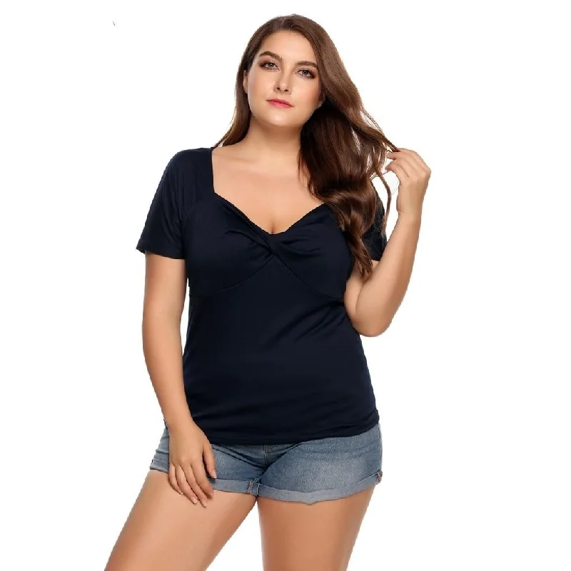 women sexy dresses made of stretchy fabricANALUKE Vintage Ruched Front Twist Knot Short Sleeve T-shirt women sexy dresses made of stretchy fabricANALUKE Vintage Ruched Front Twist Knot Short Sleeve T-shirt