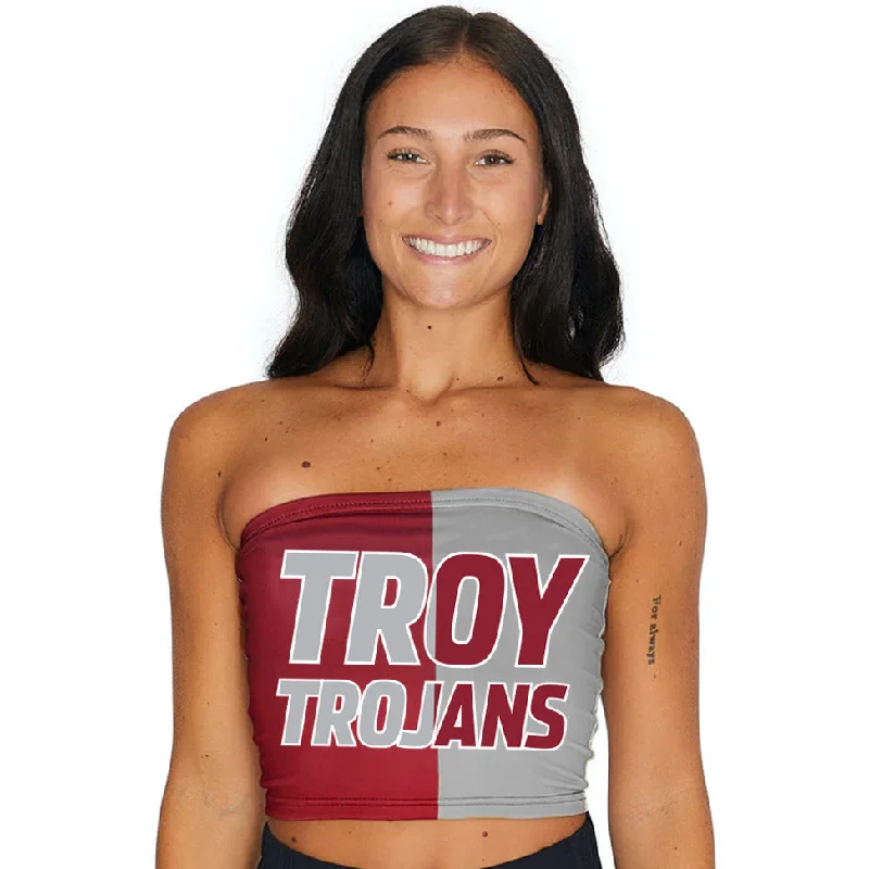 ruffled women tube top for a feminine and flirty lookTroy University Two Tone Tube Top ruffled women tube top for a feminine and flirty lookTroy University Two Tone Tube Top