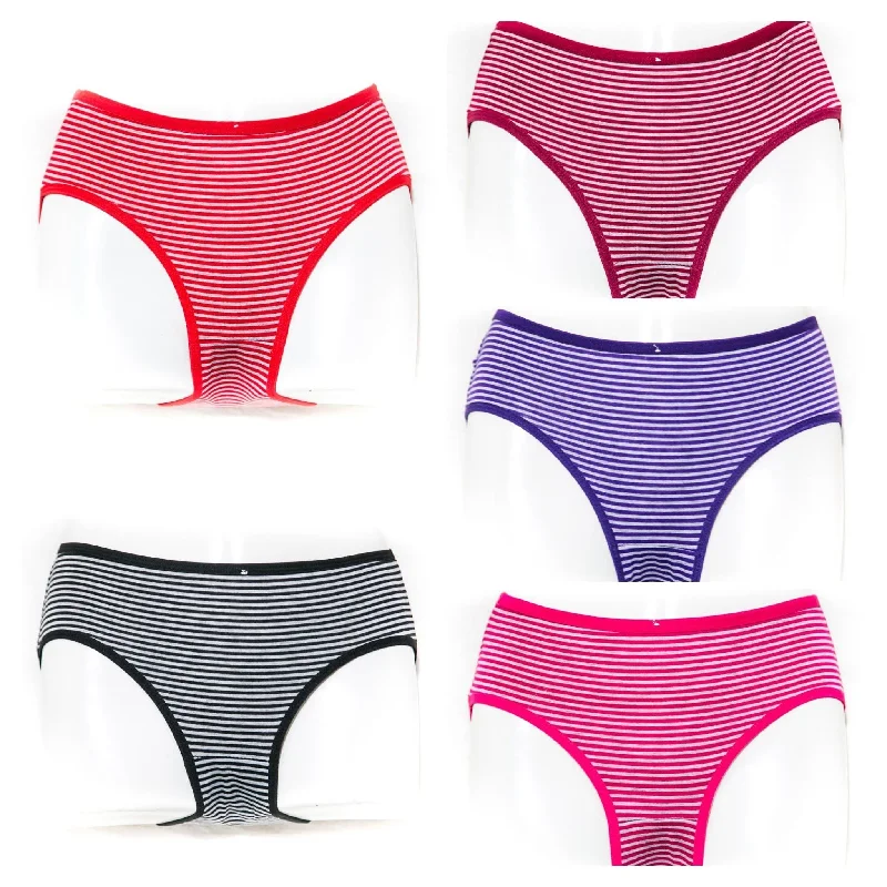 Pack of 3 Cotton Jersey Panty - White Stripes Panty - Mix Colour