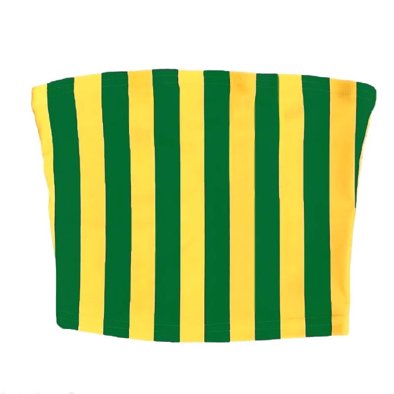 cold - shoulder women tube top for a fashionable and modern lookGreen & Yellow Striped Tube Top cold - shoulder women tube top for a fashionable and modern lookGreen & Yellow Striped Tube Top