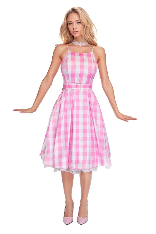 women high - quality cosplay costumesPlus Size Pink Gingham Doll Costume
