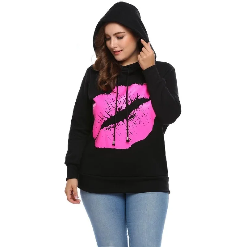 women sexy dresses for mambo competitionsANALUKE Print Pocket Drawstring Pullover Hoodie