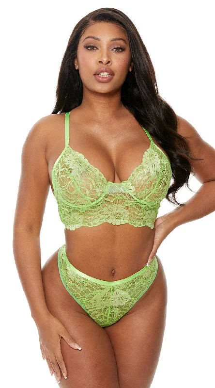 Plus Size Longline Lace Bra Set