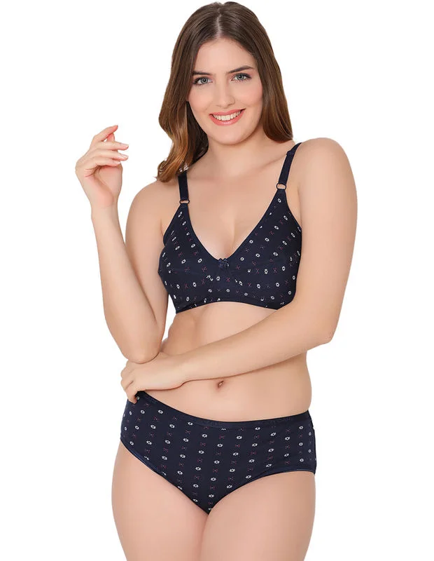 breathable panties for women with sensitive skinBodycare women combed cotton printed navy bra & panty set-6455NAV breathable panties for women with sensitive skinBodycare women combed cotton printed navy bra & panty set-6455NAV