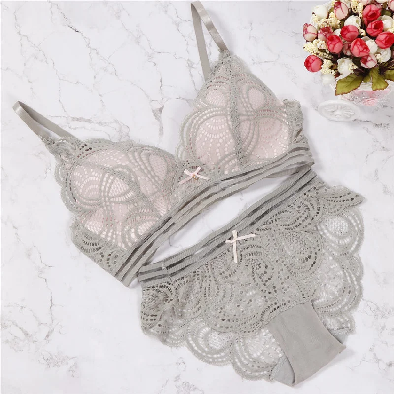 2018 fashion wireless bra set push up bra lingerie sets soft underwear women brand sexy bra and panty sets