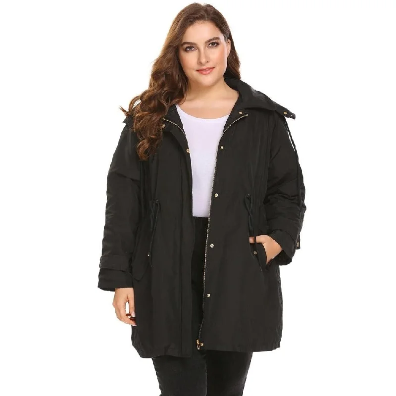 women sexy dresses for belly dance festivalsANALUKE  Puffer Casual Removable Hooded Thickened Coat