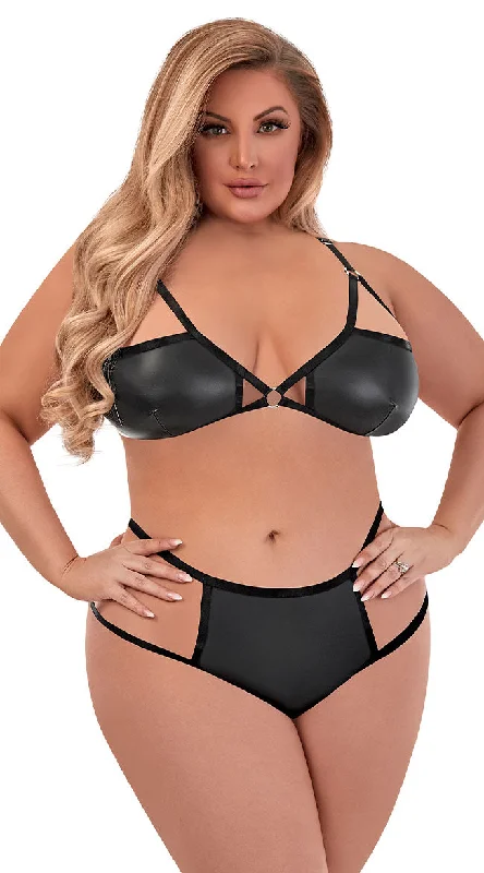 Plus Size Wishing For Me Wet Look Bra Set