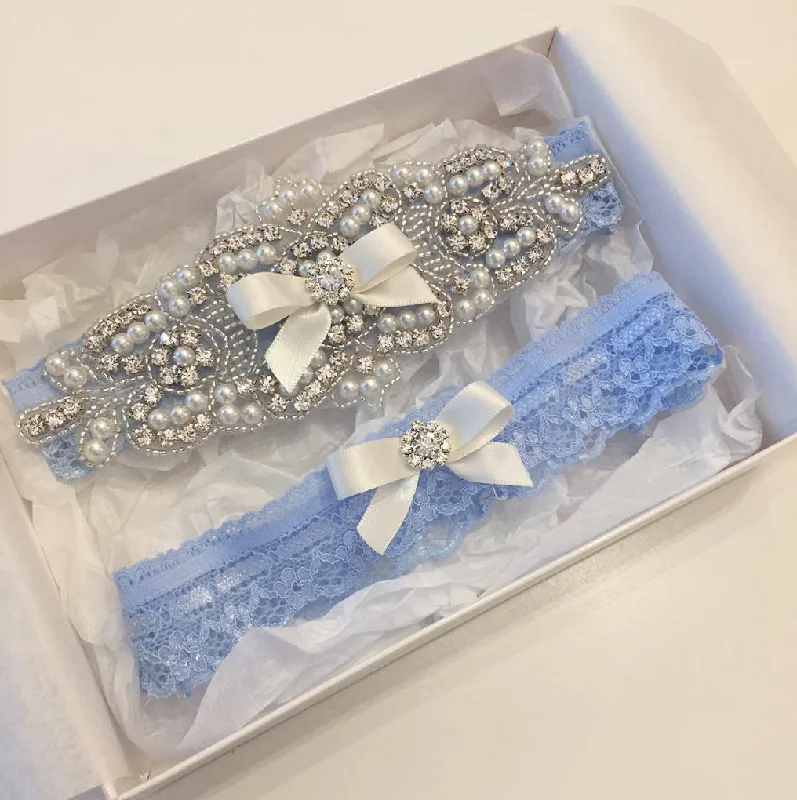discreet women garters for everyday wearELISABETH II | Blue Lace Wedding Garters with Crystals and Pearls - Something Blue Bridal discreet women garters for everyday wearELISABETH II | Blue Lace Wedding Garters with Crystals and Pearls - Something Blue Bridal