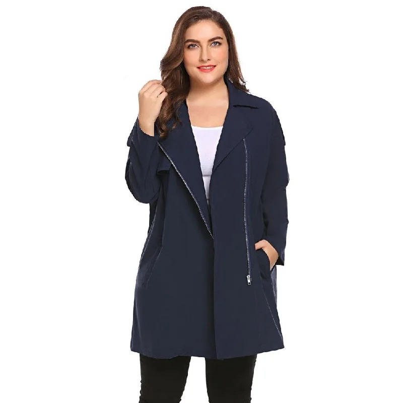 women sexy dresses for destination bachelorette partiesANALUK Full Zip Feminino Large Windbreaker Trench Coat