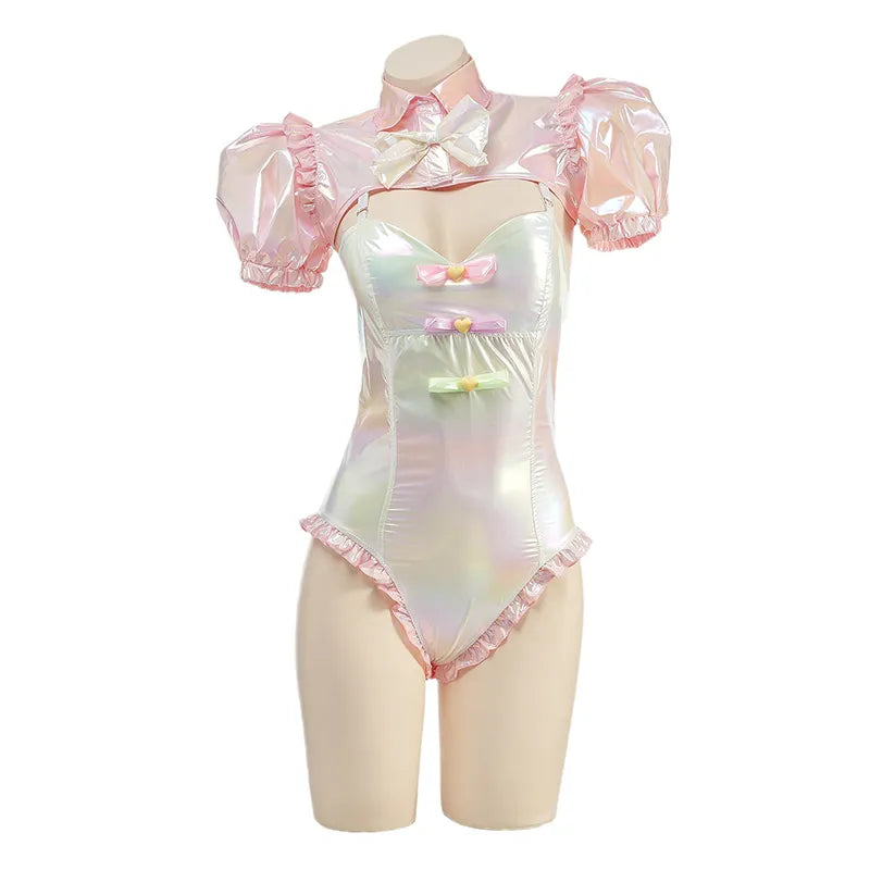 Mesh Bodysuits for a Bold and Edgy Fashion StatementHolographic Overdose Maid Adult Onesie Mesh Bodysuits for a Bold and Edgy Fashion StatementHolographic Overdose Maid Adult Onesie