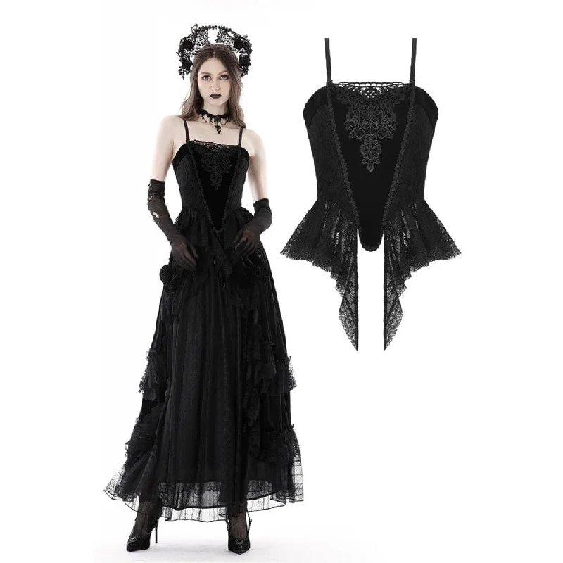 Women's Gothic Floral Embroidered Velvet Bustier