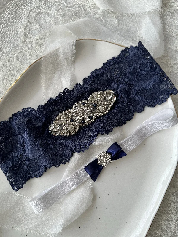strapless women garters stylesROY | NAVY FLORAL GARTER