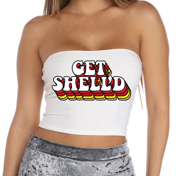 knot - front women tube top for a unique and flattering detailGet Shell'd White Tube Top knot - front women tube top for a unique and flattering detailGet Shell'd White Tube Top