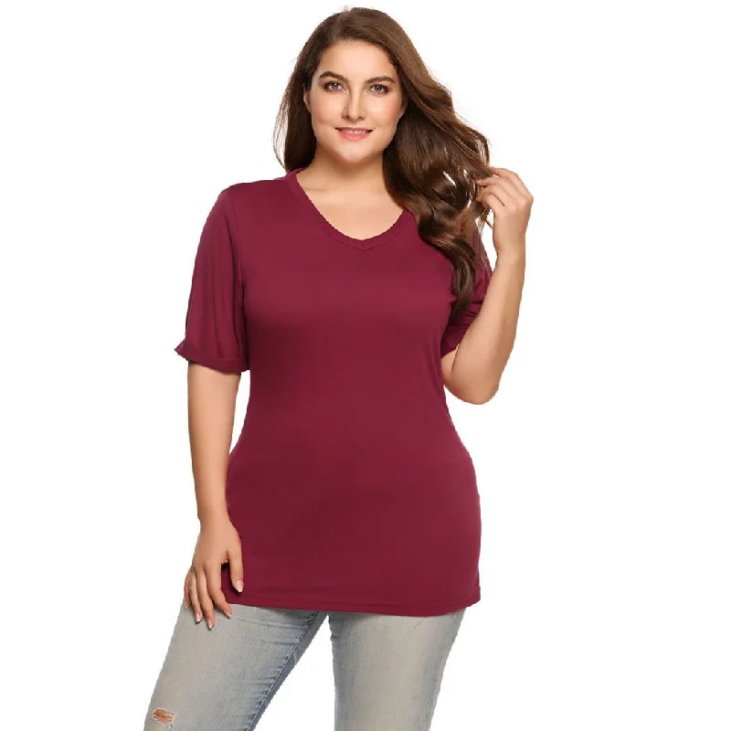 plus size women sexy dresses with empire waistsANALUKE Casual V-Neck Short Sleeve T-shirt plus size women sexy dresses with empire waistsANALUKE Casual V-Neck Short Sleeve T-shirt