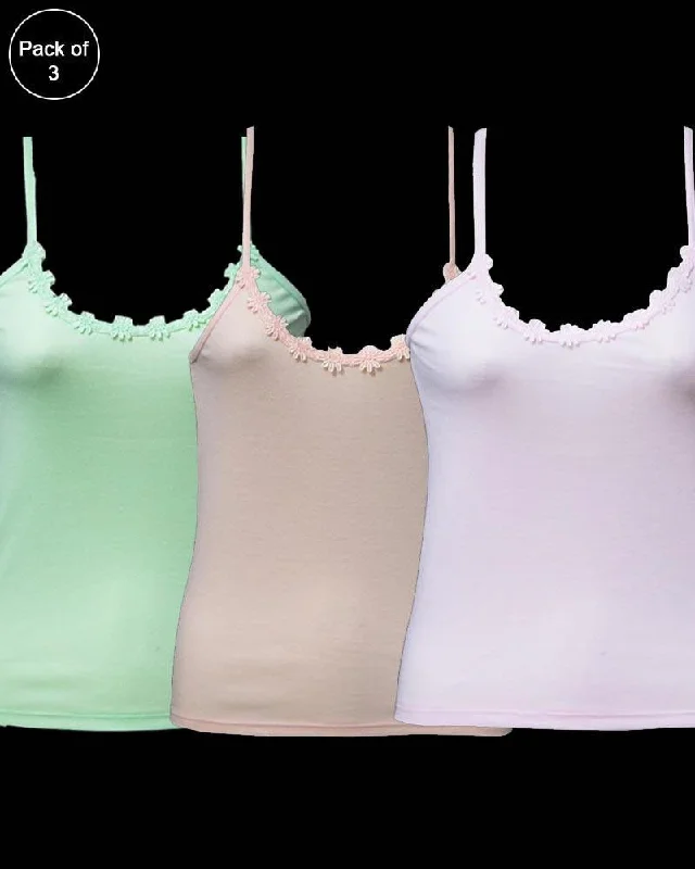 Pack of 3 Teen Age Camisole For Ladies - Mix Colors