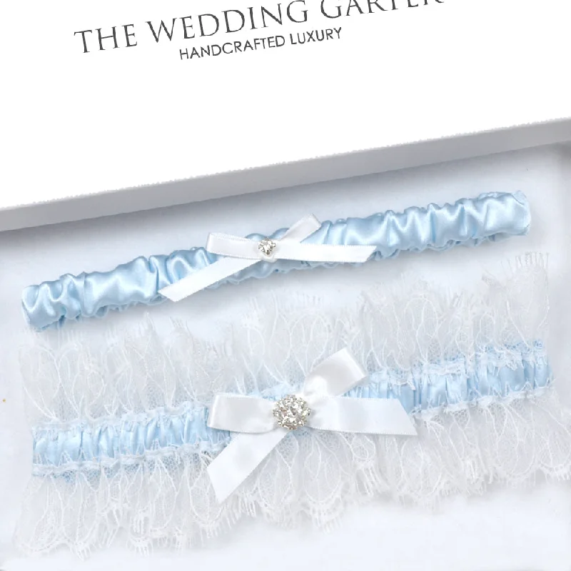 Hadley Luxury Eyelash Lace Blue Bridal Garter Set