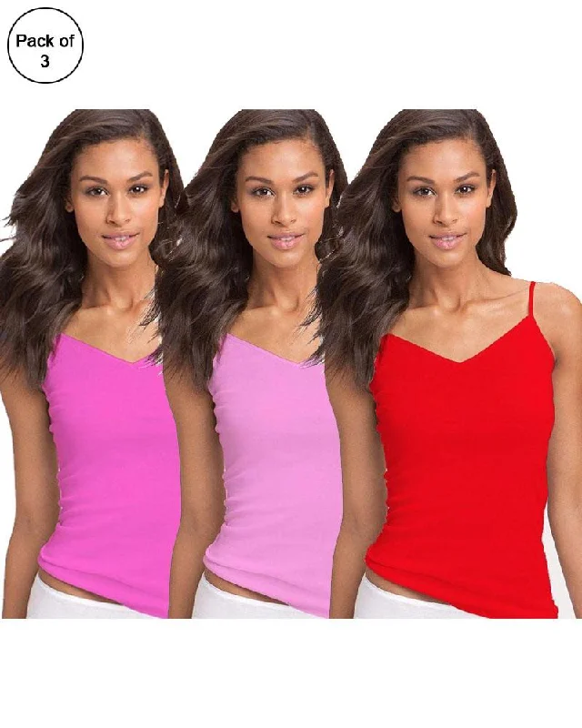 Pack of 3 Fancy Colourful Camisole for Girls - Mix Colours