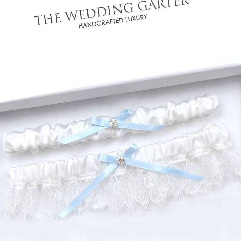 Jacinta White Eyelash Lash & Satin Bridal Garter Set Online