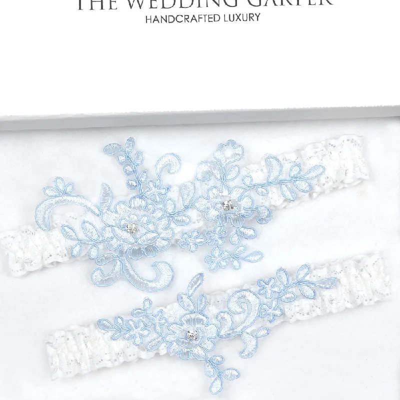 Blue Garter Set With Double Applique