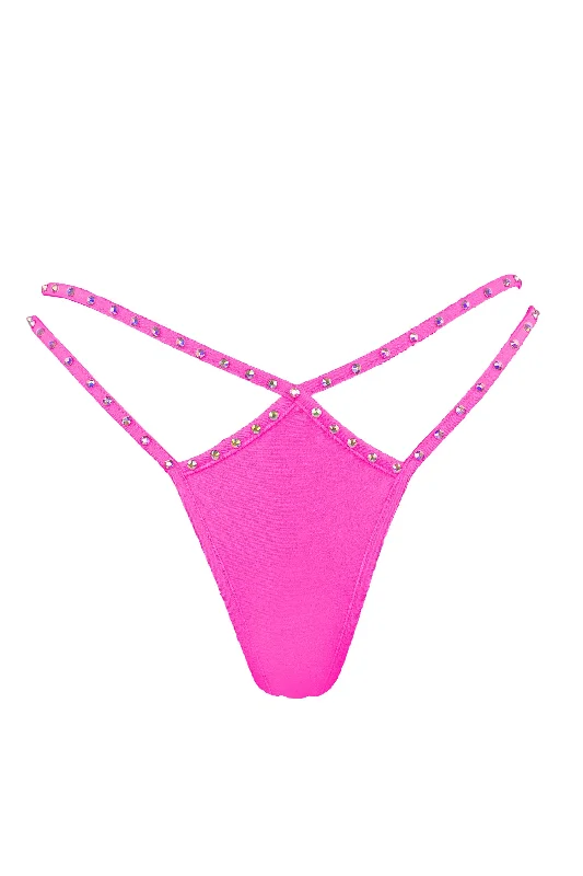 seamless convertible panties for women for different outfitsMini thong double straps Crystals panty / DOUBLE CRYSTALS NEON PINK seamless convertible panties for women for different outfitsMini thong double straps Crystals panty / DOUBLE CRYSTALS NEON PINK