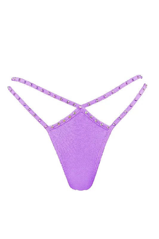 silk panties for women with a luxurious and smooth feelMini thong double straps Crystals panty / DOUBLE CRYSTALS LILAC silk panties for women with a luxurious and smooth feelMini thong double straps Crystals panty / DOUBLE CRYSTALS LILAC