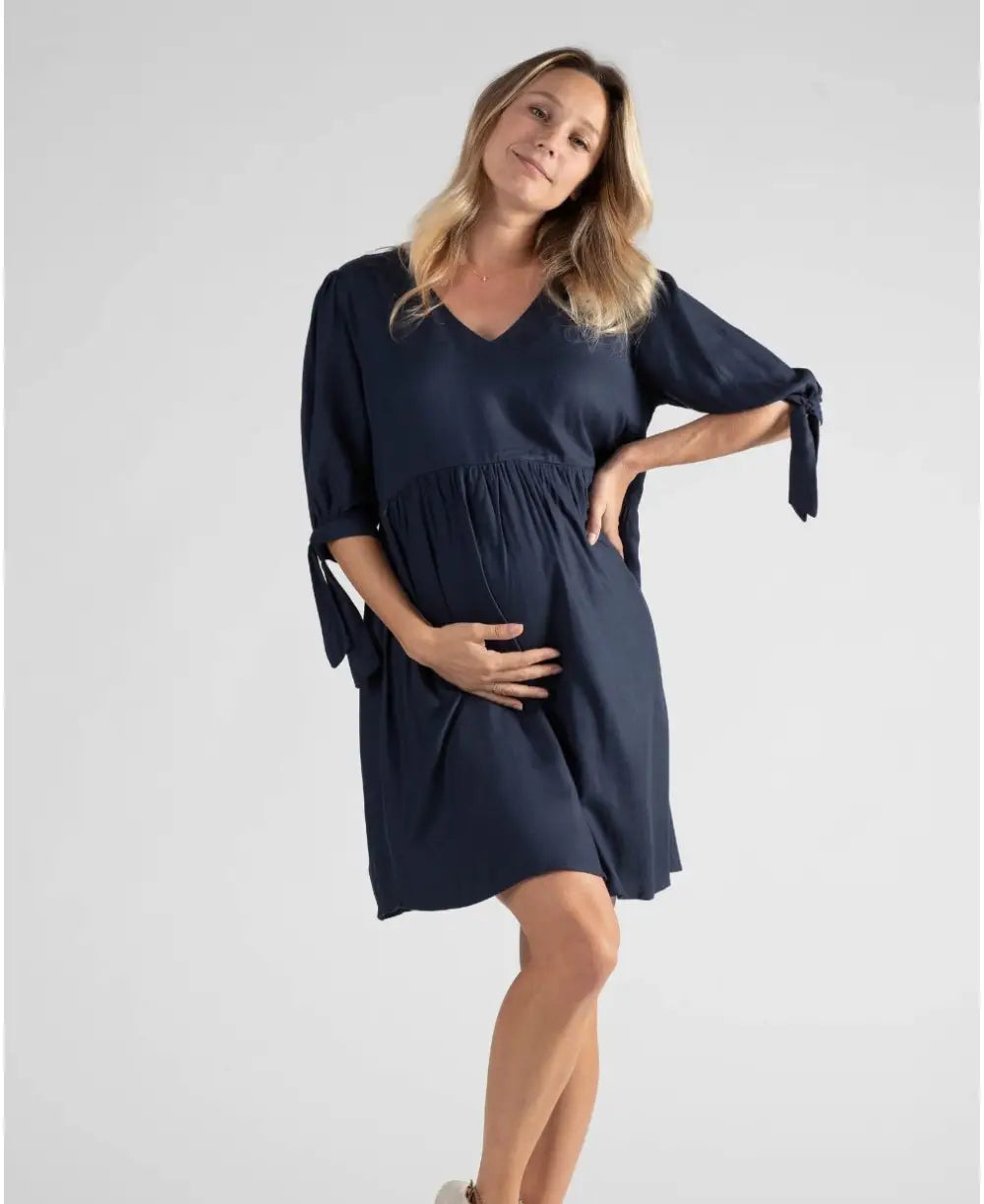 Amy navy short pregnancy and nursing dress