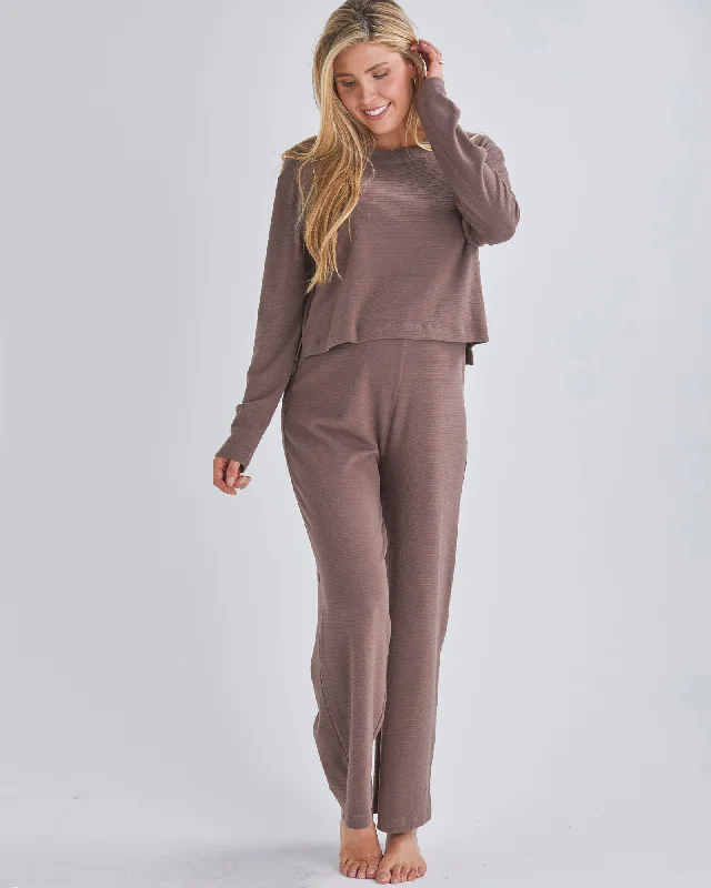 Anna 2-piece Maternity Winter Lounge Wear Set in Mocha