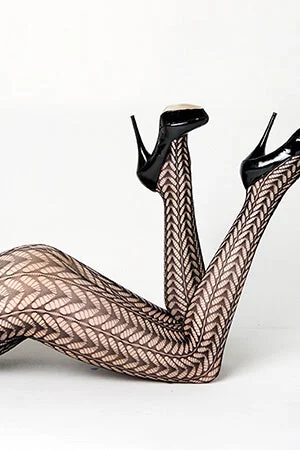 Black Crescent Columns Fishnet Pantyhose