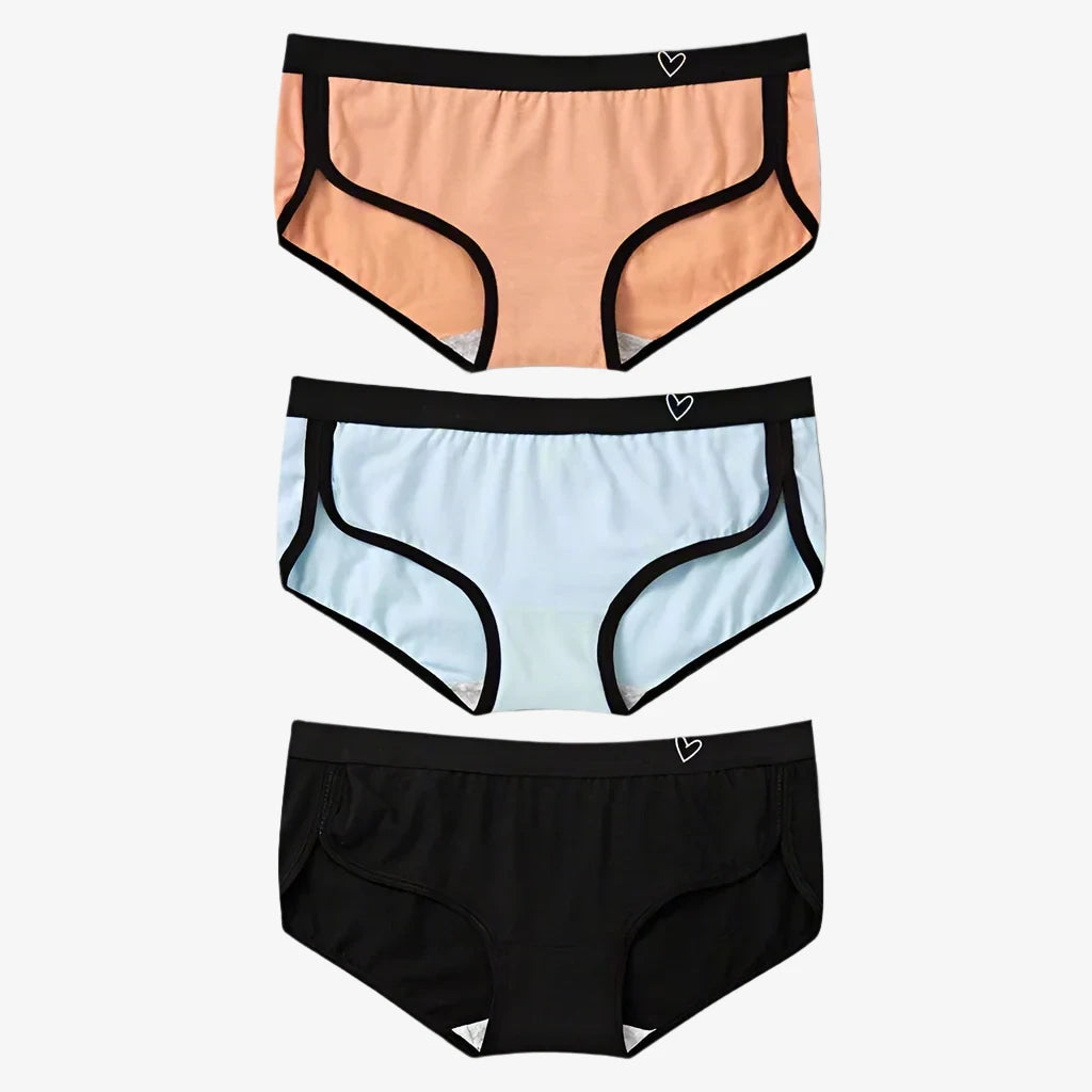 Briefs Cotton Fitness Low-Rise Panties (Black + Blue + Orange)