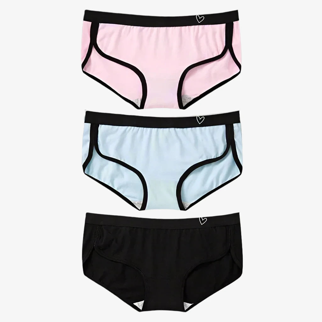 Briefs Cotton Fitness Low-Rise Panties (Black + Blue + Pink)