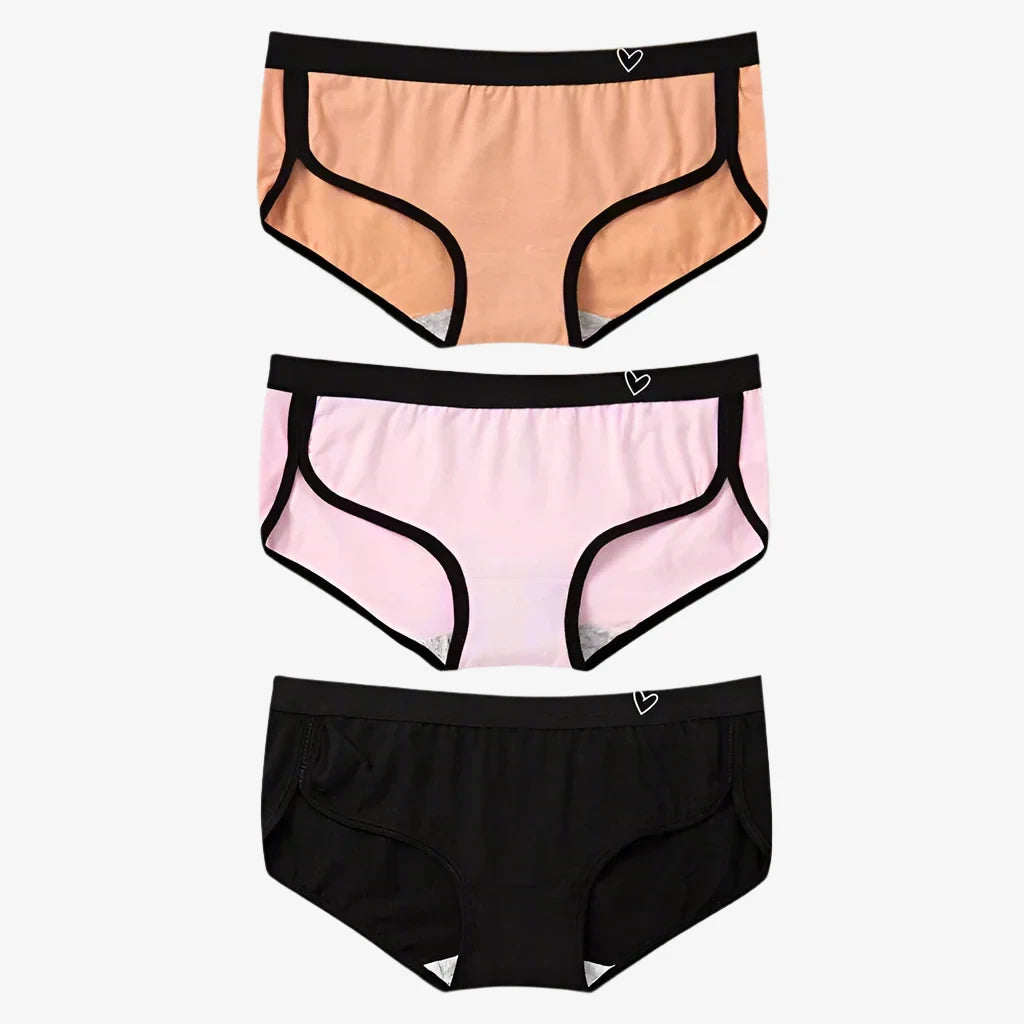 Briefs Cotton Fitness Low-Rise Panties (Black + Orange + Pink)