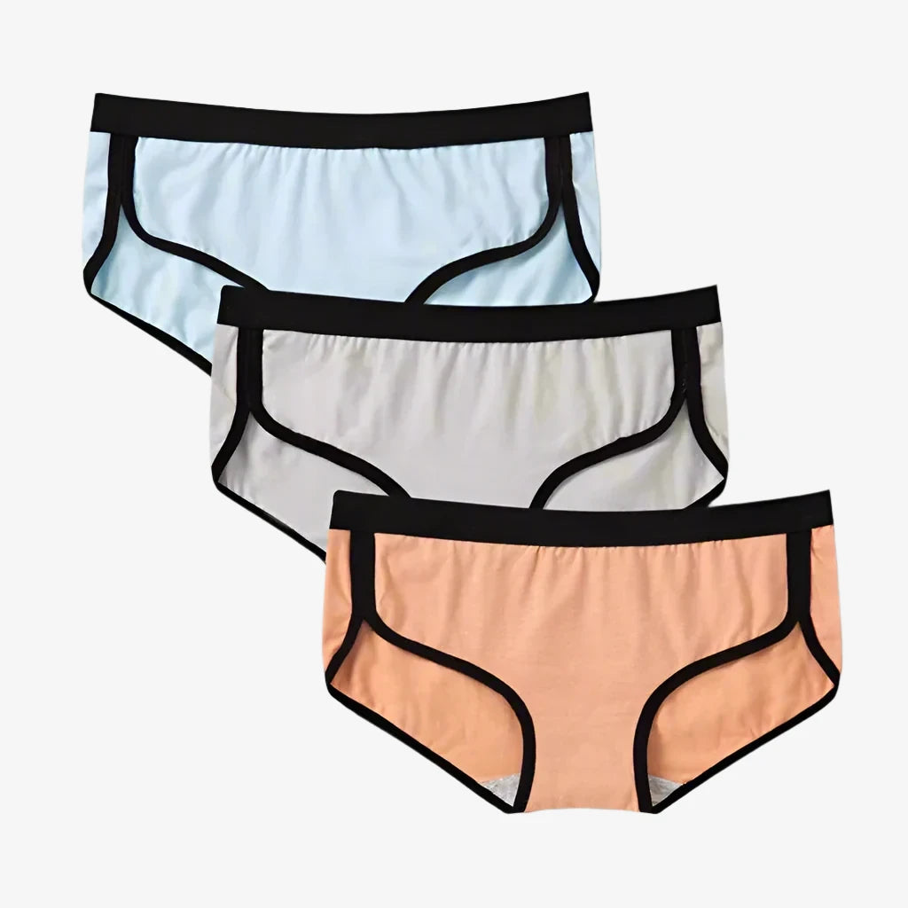 Briefs Cotton Fitness Low-Rise Panties (Blue + Gray + Orange)