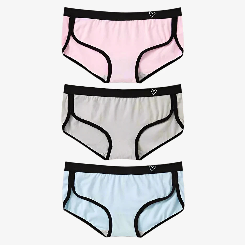 Briefs Cotton Fitness Low-Rise Panties (Blue + Gray + Pink)