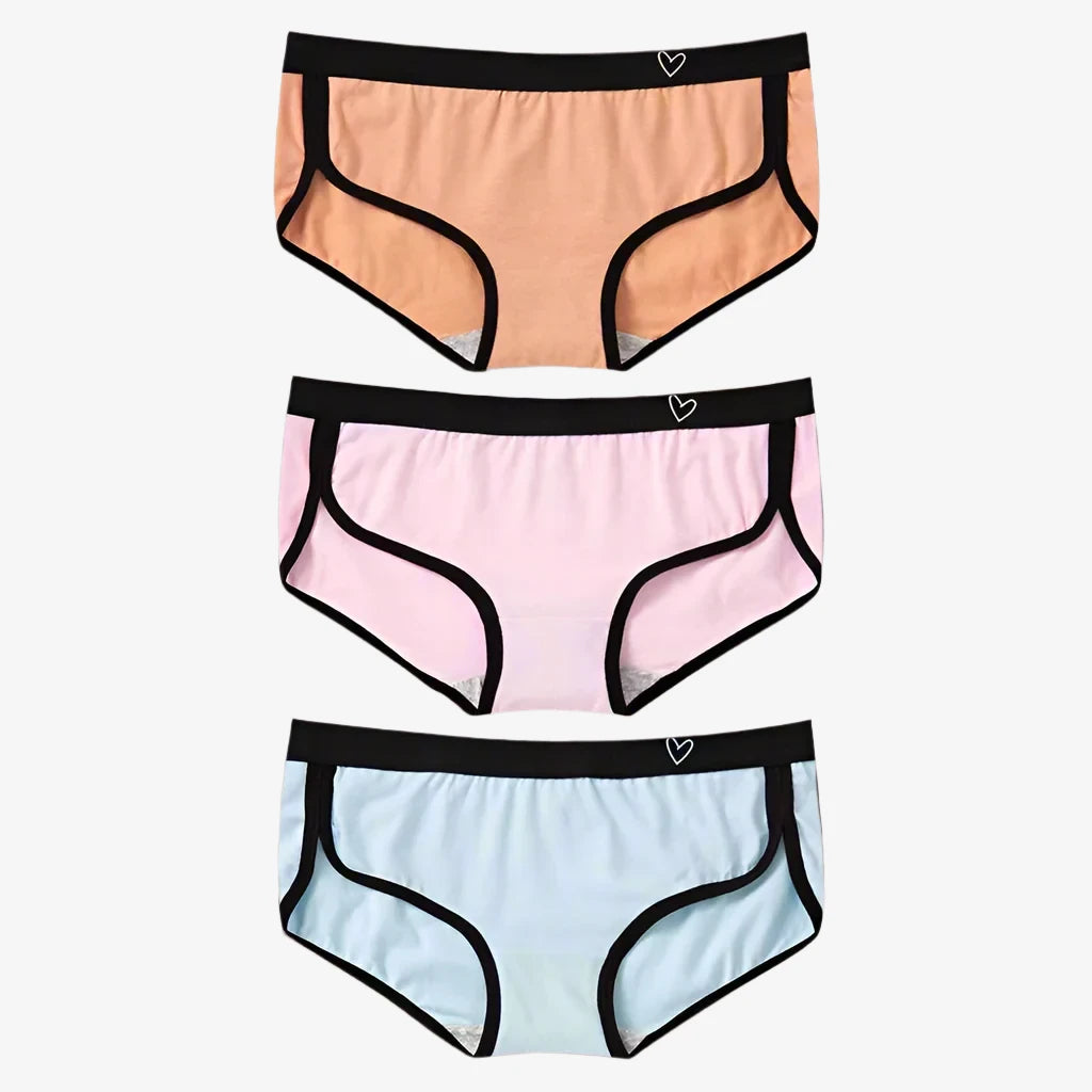 Briefs Cotton Fitness Low-Rise Panties (Blue + Orange + Pink)