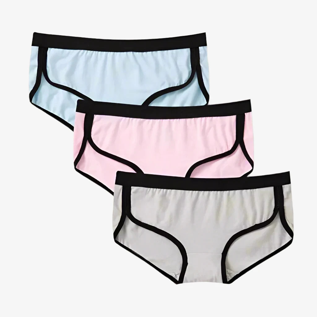 Briefs Cotton Low-Rise Panties (Blue + Pink + Gray)