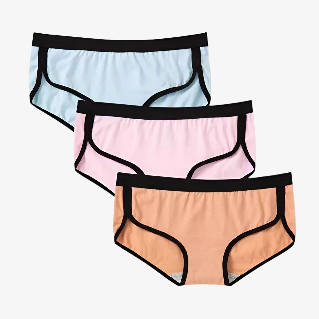 Briefs Cotton Fitness Low-Rise Panties (Blue + Pink + Orange)