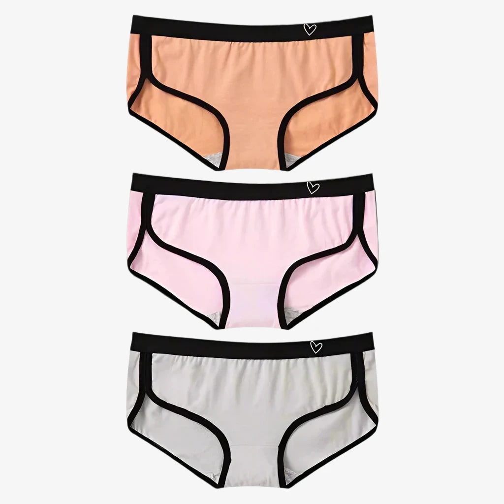 Briefs Cotton Fitness Low-Rise Panties (Gray + Orange + Pink)