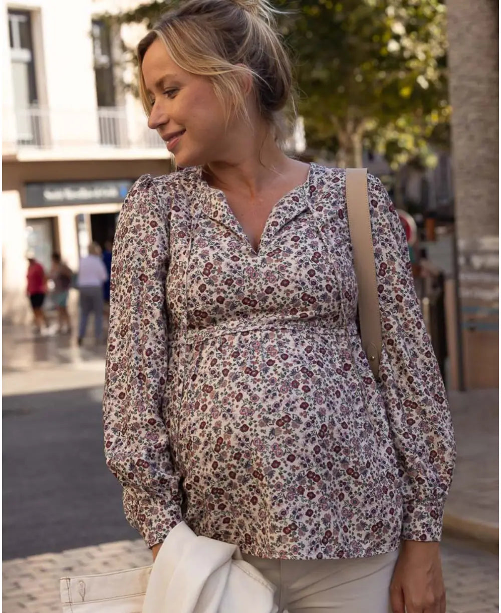 Eléonore maternity and nursing blouse flowers