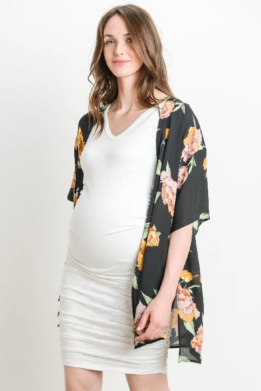 Floral Chiffon Maternity Cardigan