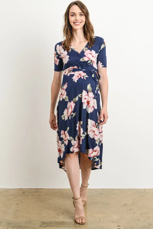 Floral High Low Maternity & Nursing Dress