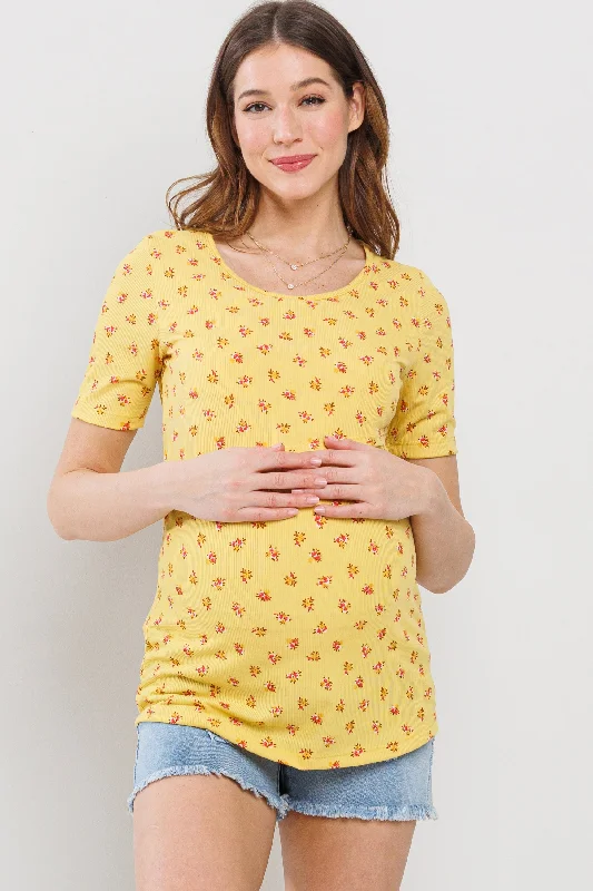 Floral Ribbed Double Layered Bust Nursing Top